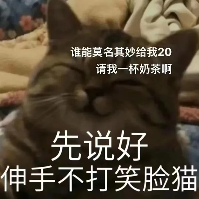 谁能莫名其妙给我20请我一杯奶茶啊先说好伸手不打笑脸猫（谁能莫名其妙给我20请我一杯奶茶啊先说好伸手不打笑脸猫）