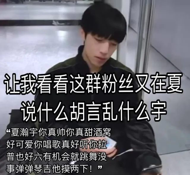 让我看看这群粉丝又在夏说什么胡言乱什么宇“夏瀚宇你真帅你真甜酒窝好可爱你唱歌真好听你拉普也好六有机会就跳舞没事弹弹琴吉他摸两下!”