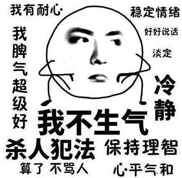 我不生气！我超有耐心！我脾气超级好，杀人犯法！算了 不骂人，保持理智 心平气和 稳定情绪，好好说话，淡定冷静