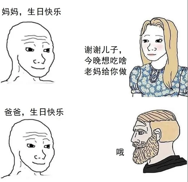 妈妈,生日快乐谢谢儿子,今晚想吃啥老妈给你做爸爸,生日快乐哦