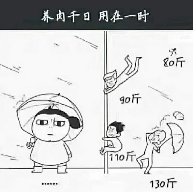 养肉千日，用在一时。让你们看不惯胖子 哼