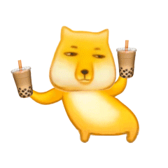 藏狐举奶茶表情包