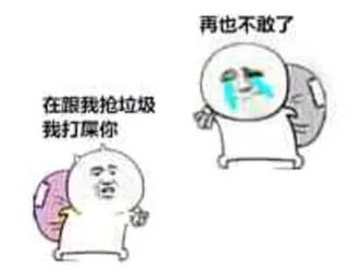 在跟我抢垃圾，我打屎你，再也不敢了