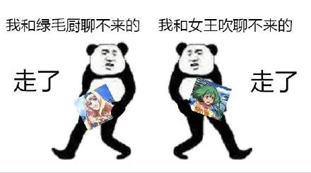 我和绿毛厨聊不来的；我跟女王吹聊不来的。走了