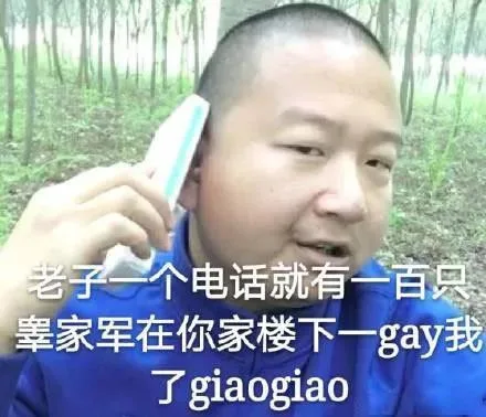 老子一个电话就有一百只睾家军在你家楼下一 gay 我了giaogiao（老子一个电话就有一百只睾家军在你家楼下一 gay 我了giaogiao）