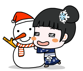 清新软萌的雪宝宝和雪人玩耍表情包
