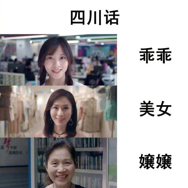 四川话：怪怪，美女，孃孃