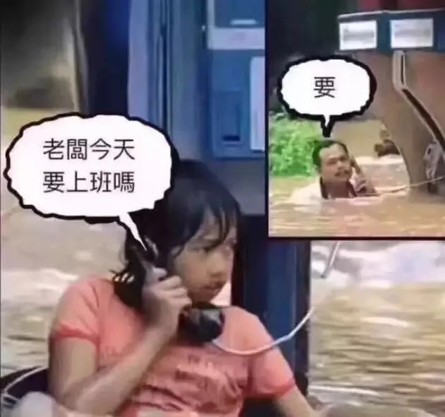 老板今天台风，要上班吗？「老板」：要！！！