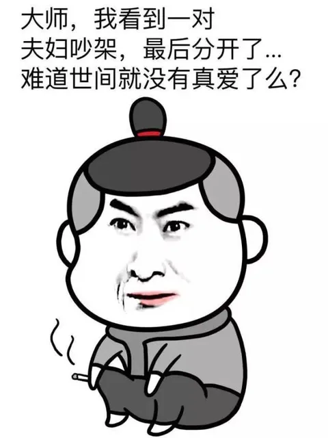 大师，我看到一对夫妇吵架，最后分开了...难道世间就没有真爱了么？_表情头牌_大师_金馆长