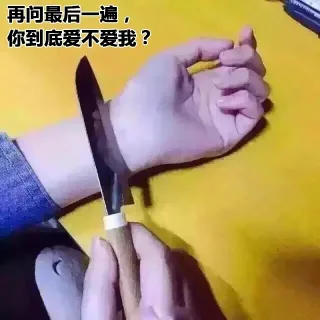 再问最后一遍， 你到底爱不爱我？要不我就割脉自杀给你看