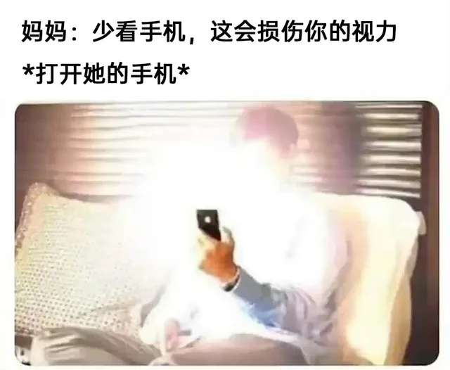 妈妈：少看手机，这会损伤你的视力*打开她的手机*（妈妈：少看手机，这会损伤你的视力*打开她的手机*）