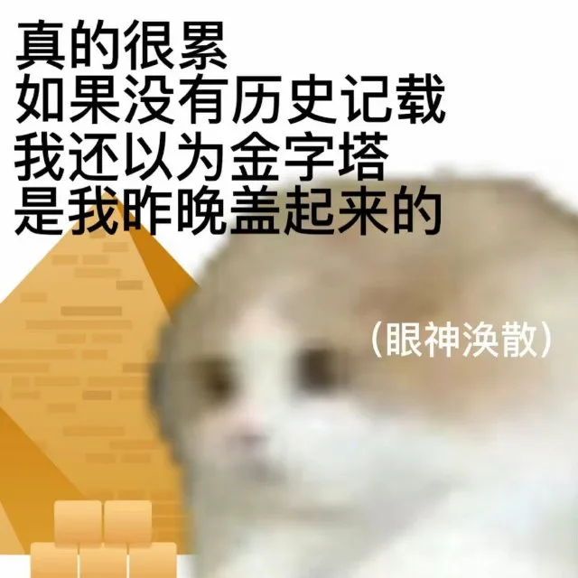 真的很累如果没有历史记载我还以为金字塔是我昨晚盖起来的(眼神涣散)（真的很累如果没有历史记载我还以为金字塔是我昨晚盖起来的(眼神涣散)）