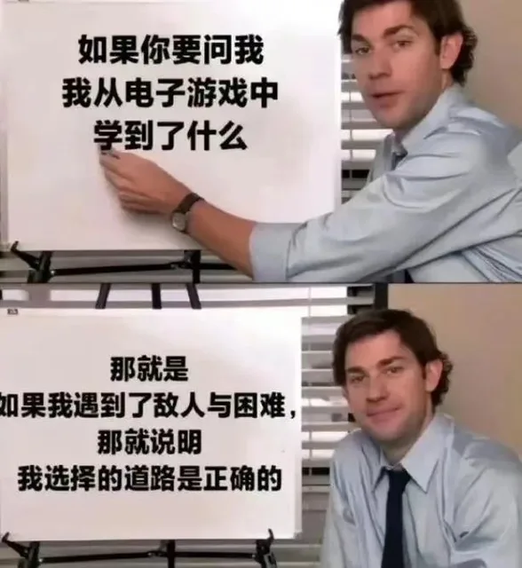 如果你要问我我从电子游戏中学到了什么那就是如果我遇到了敌人与困难那就说明我选择的道路是正确的（如果你要问我我从电子游戏中学到了什么那就是如果我遇到了敌人与困难那就说明我选择的道路是正确的）
