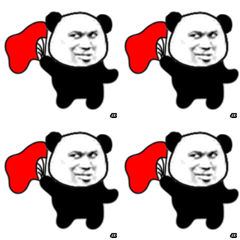 四个熊猫头舞扇 GIF