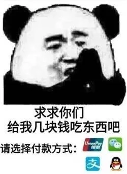 求求你们，给我几块钱吃东西吧！请选择付款方式：银联 微信支付 支付宝 QQ 钱包