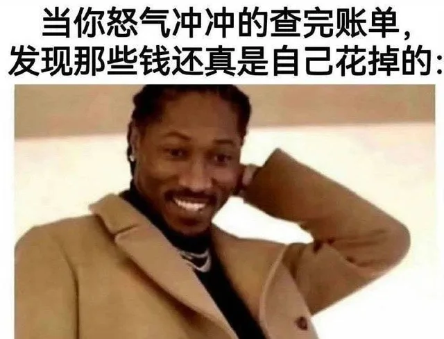 当你怒气冲冲的查完账单，发现那些钱还真是自己花掉的：（当你怒气冲冲的查完账单，发现那些钱还真是自己花掉的：）