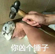 你凶个锤子（用锤子威逼）