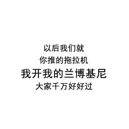 以后我们就你推的拖拉机我开我的兰博基尼大家千万好好过（以后我们就你推的拖拉机我开我的兰博基尼大家千万好好过）