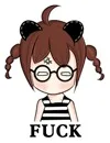 我擦（WO CA） 羊角辫女孩文字表情包_动图表情包