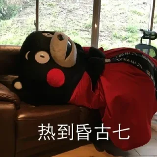 熊本熊热到昏古七_熊本熊_热_夏天表情包