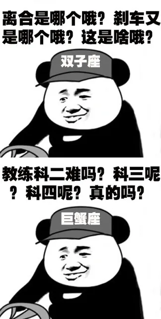 离合是哪个哦?刹车又是哪个哦?这是啥哦?双子座教练科二难吗?科三呢科四呢?真的吗?巨蟹座