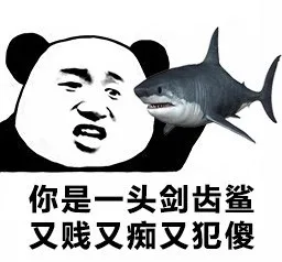 你是一头剑齿鲨，又贱又痴又犯傻