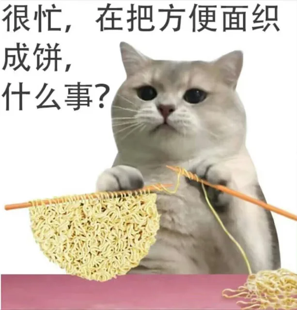 很忙,在把方便面织成饼,什么事?（很忙,在把方便面织成饼,什么事?）