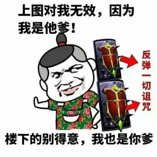 上图对我无效，因为我是他爹！ 楼上的别得意，我也是你爹 反弹一切诅咒