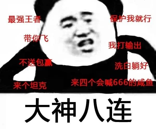 大神八连：带你飞、洗白躺好、最强王者。。。