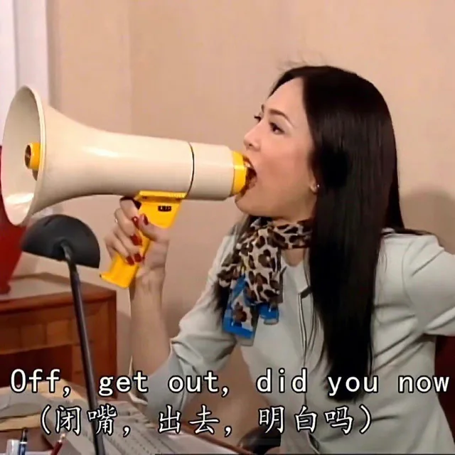 Off ,get out ,did you now (闭嘴,出去,明白吗)