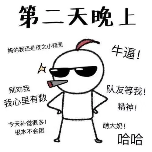 第二天晚上，妈的我还是夜之小精灵，别劝我我心里有数，今天补觉很多根本不会困，队友等我！
