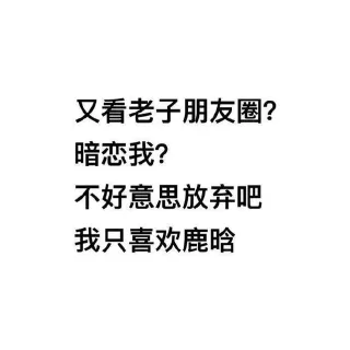 又看老子朋友圈？暗恋我？不好意思放弃吧。我只喜欢鹿晗