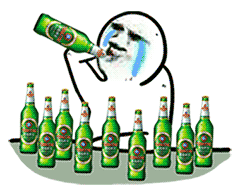 流泪喝一堆啤酒