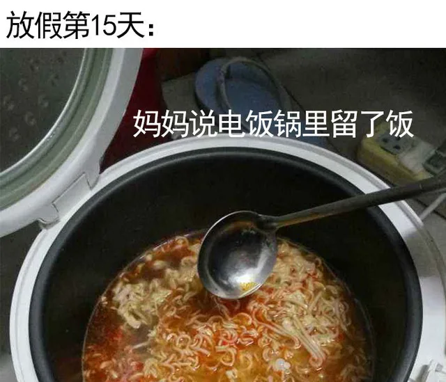 放假第15天:妈妈说电饭锅里留了饭（放假第15天:妈妈说电饭锅里留了饭）