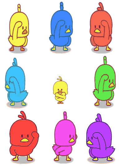 七彩小黄鸭一起跳舞蹦迪 GIF 动图