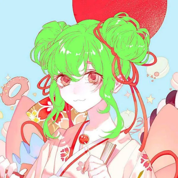 绿色头发动漫女生头像