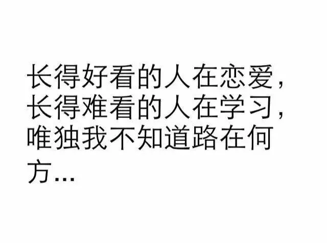 长得好看的人在恋爱，长得难看的人在学习，唯独我不知道道路在何方