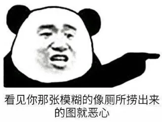 看见你那张模糊的像厕所捞出来的图就恶心
