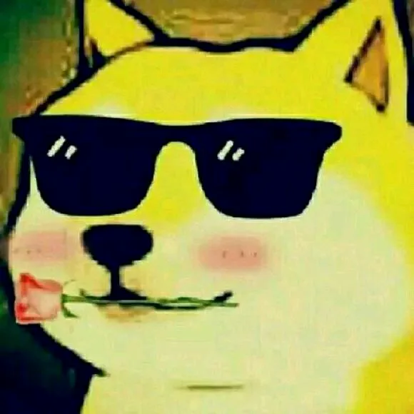 酷酷的 doge 口衔玫瑰花