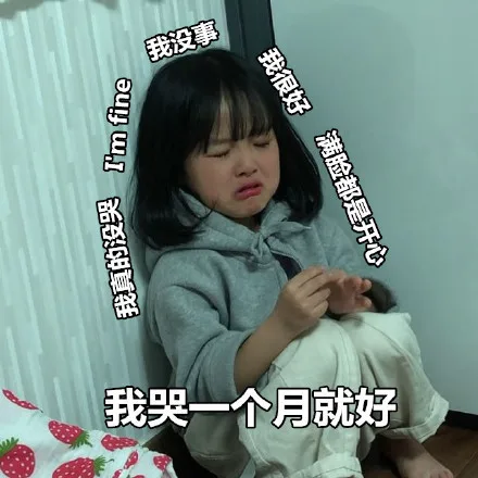 我真的没哭 I am fine 我没事 我很好 满脸都是开心！我哭一个月就好