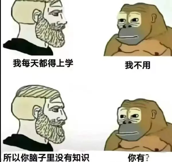 我每天都得上学我不用所以你脑子里没有知识你有？（我每天都得上学我不用所以你脑子里没有知识你有？）