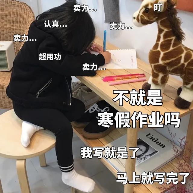卖力ooo认真●●●卖力o卖力超用功卖力0不就是寒假作业吗我写就是了马上就写完了