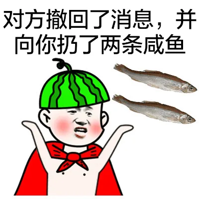 对方撤回消息，并向你扔了两条咸鱼