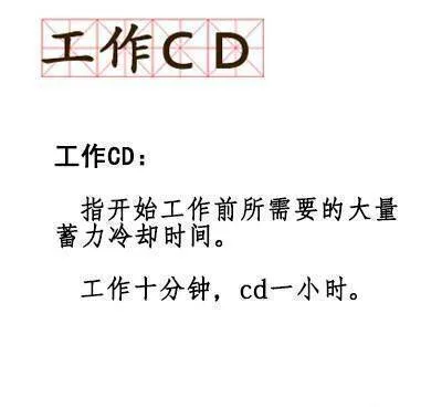 工作CD工作CD指开始工作前所需要的大量蓄力冷却时间。工作十分钟,cd一小时（工作CD工作CD指开始工作前所需要的大量蓄力冷却时间。工作十分钟,cd一小时）