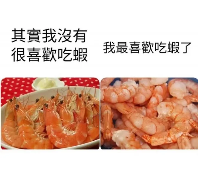 其實我沒有很喜歡吃蝦我最喜歡吃蝦了（其實我沒有很喜歡吃蝦我最喜歡吃蝦了）