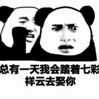 总有一天我会踏着七彩祥云去娶你。。。狗命_套路_熊猫头表情包
