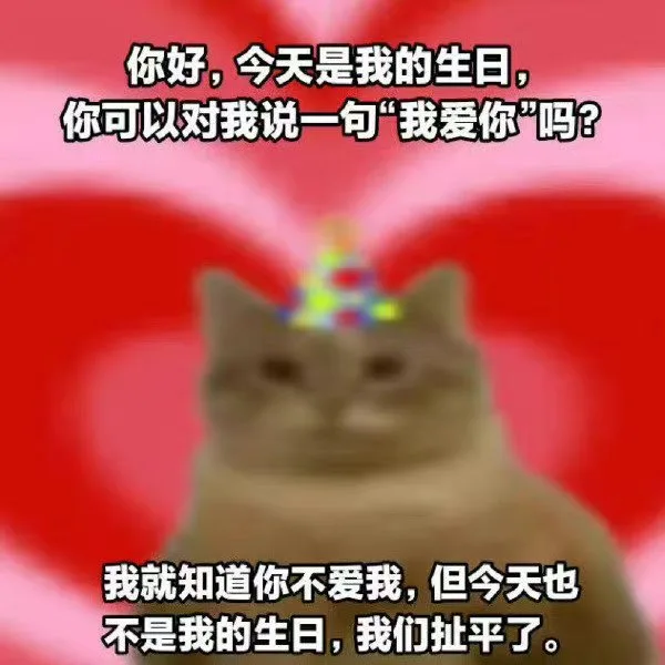你好，今天是我的生日，你可以对我说一句“我爱你”吗？我就知道你不爱我，但今天也不是我的生日，我们扯平了。（你好，今天是我的生日，你可以对我说一句“我爱你”吗？我就知道你不爱我，但今天也不是我的生日，我们扯平了。）