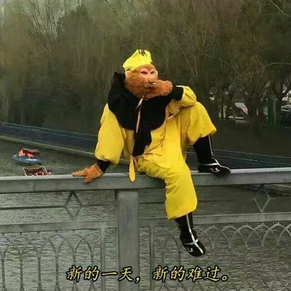 新的一天，新的难过！（孙悟空表情）