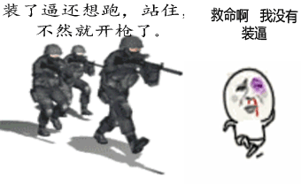 装了逼还想跑，站住，不然就开枪了，救命啊，我没有装逼
