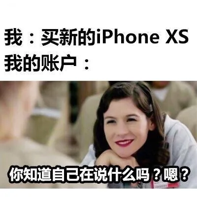 我:买新的 iPhone XS我的账户你知道自己在说什么吗3嗯?（我:买新的 iPhone XS我的账户你知道自己在说什么吗3嗯?）